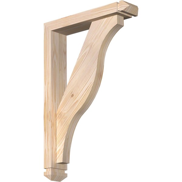 Ekena Millwork Funston Arts and Crafts Smooth Bracket w/ Offset Brace, Douglas Fir, 3 1/2"W x 16"D x 24"H BKT0402X16X24FST03SDF - main